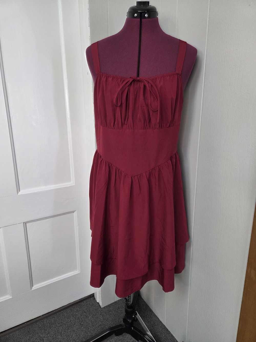 Scarlet Darkness Women Summer Puffy Milkmaid Sundress Wine XLARGE